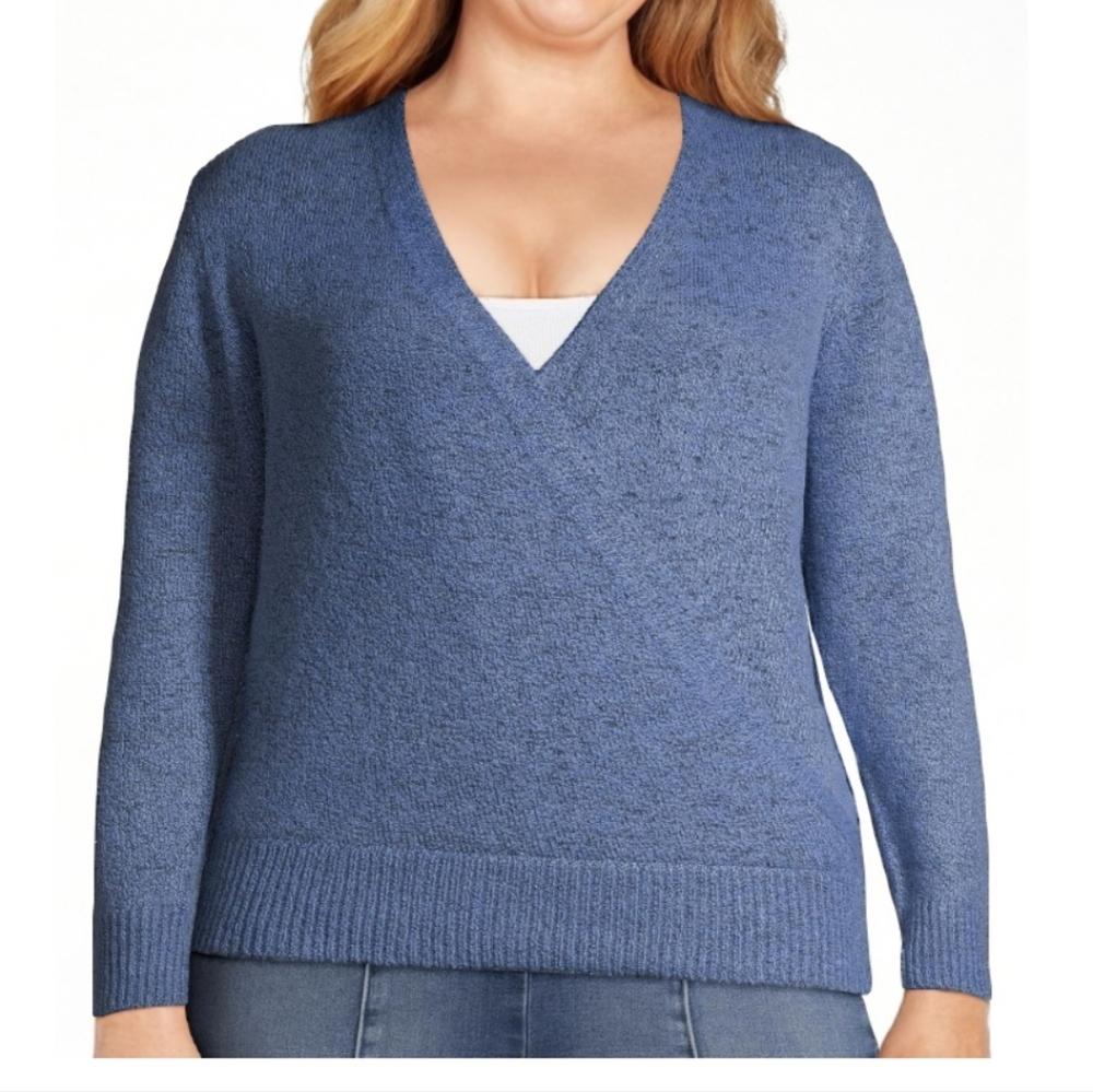 Women's Blue V-Neck Sweater